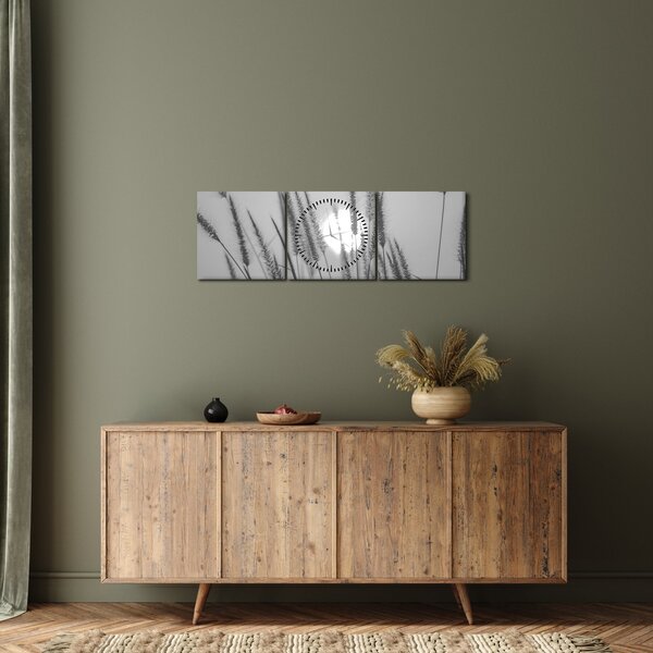 Obraz - Lúka pri západe slnka (s hodinami) (90x30 cm)