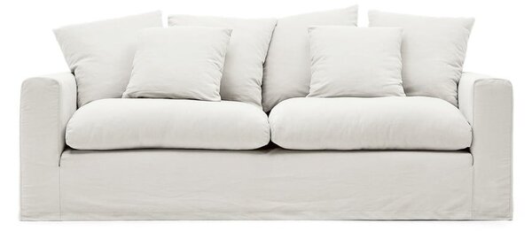 Biela ľanová pohovka 240 cm Nora – Kave Home
