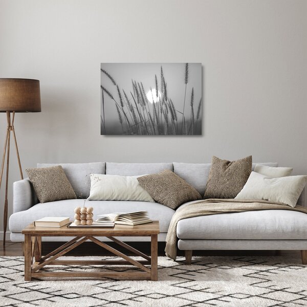 Sklenený obraz - Lúka pri západe slnka (70x50 cm)