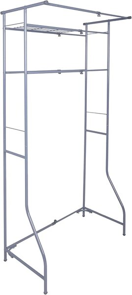 Kovový kúpeľňový regál nad práčku FIXANO 170x60-90 cm, sivá
