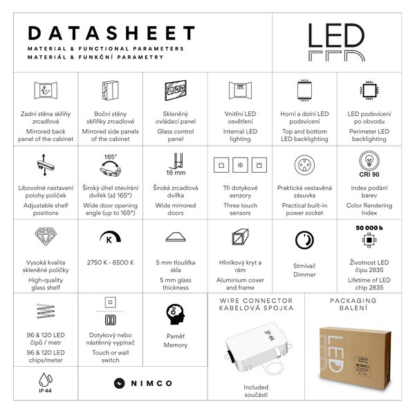 Nimco Zrkadlová skrinka s LED osvetlením po obvode 40 cm ľavá - GAB 10000L-VX-05, biela