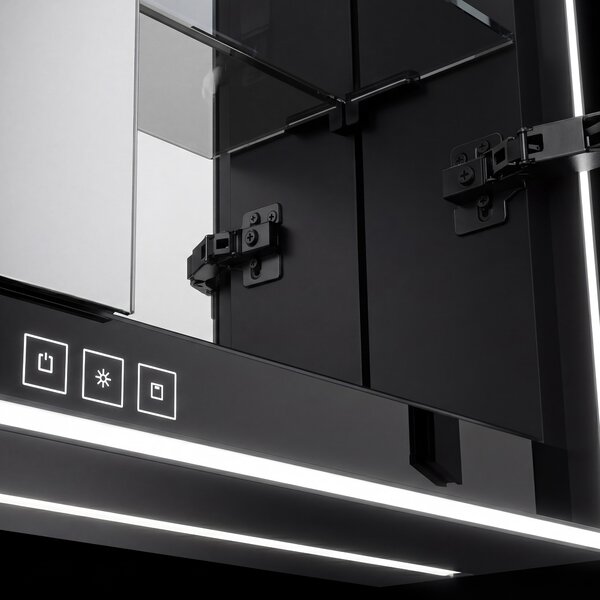 Nimco Zrkadlová skrinka s LED osvetlením po obvode 60 cm - GAC 10002VX-90, čierna