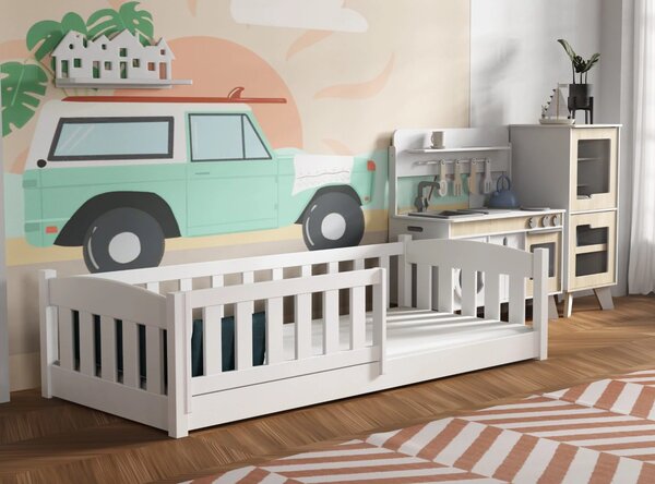 MAXMAX Detská Montessori posteľ z masívu borovice BEN - 200x90 cm - BIELA
