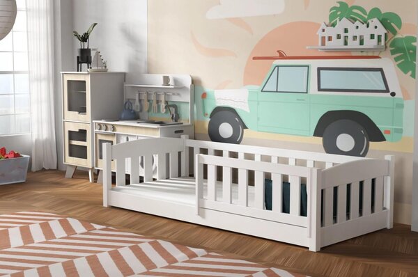 MAXMAX Detská Montessori posteľ z masívu borovice BEN - 200x90 cm - BIELA