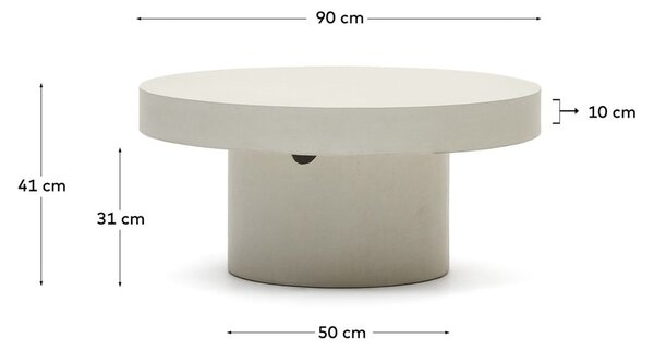 Betónový okrúhly záhradný odkladací stolík ø 90 cm Aiguablava – Kave Home