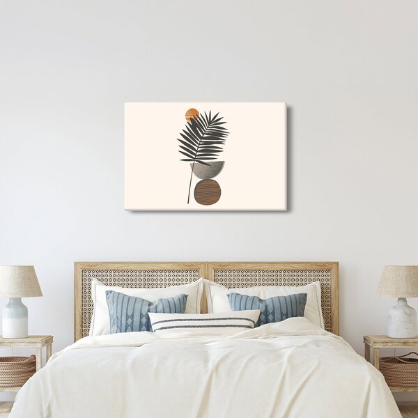 Obraz - Abstrakcia s palmovým listom (90x60 cm)