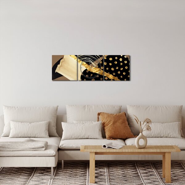Obraz - Abstrakcia golden brown N⁰1 (s hodinami) (90x30 cm)