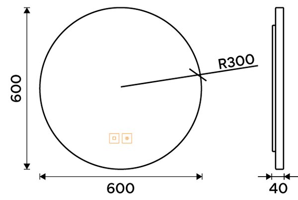 Nimco Zlaté okrúhle LED zrkadlo s podsvietením pr. 600 s dvoma dotykovými senzormi - ZPZ 610000RVX-Z
