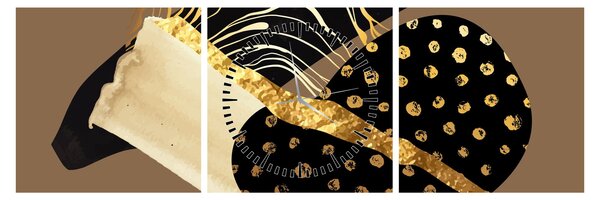 Obraz - Abstrakcia golden brown N⁰1 (s hodinami) (90x30 cm)