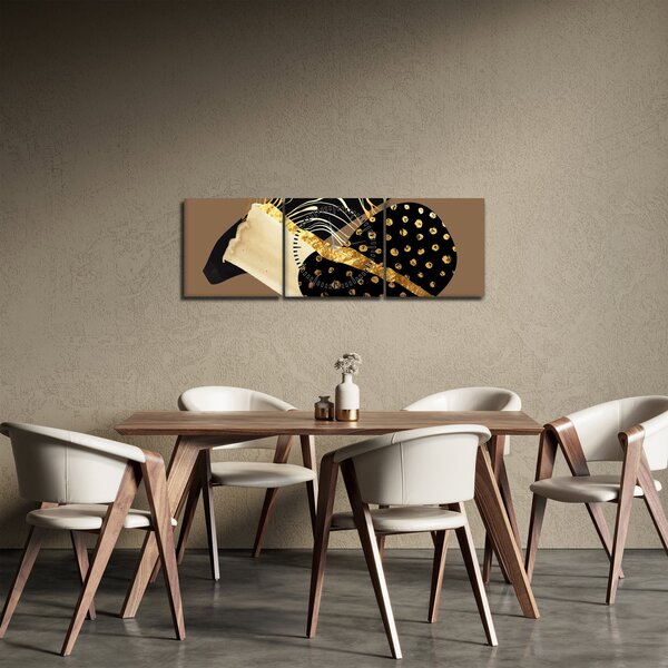Obraz - Abstrakcia golden brown N⁰1 (s hodinami) (90x30 cm)