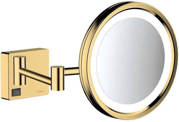 Hansgrohe AddStoris kozmetické zrkadlo 21.7x21.7 cm okrúhly s osvetlením zlatá 41790990