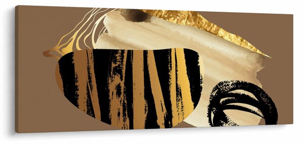 Obraz - Abstrakcia golden brown N⁰2 (120x50 cm)