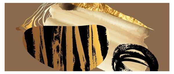 Obraz - Abstrakcia golden brown N⁰2 (120x50 cm)