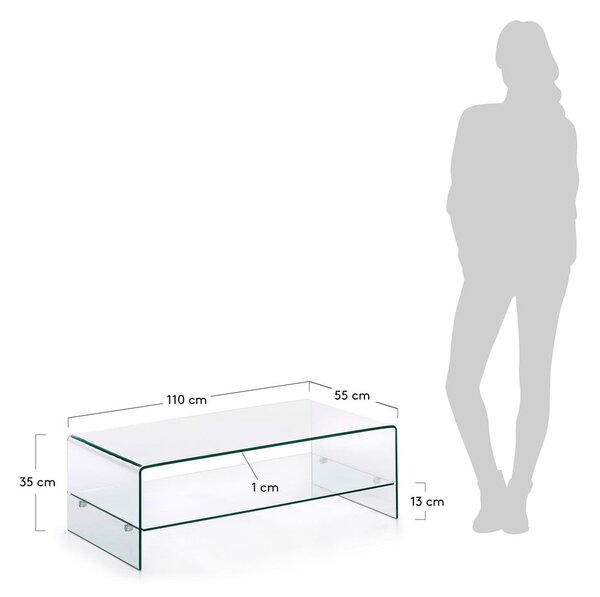 Sklenený konferenčný stolík 55x110 cm Burano – Kave Home