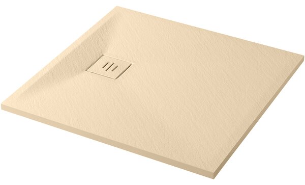 CERANO - Sprchová vanička štvorcová Pablo - SMC/minerálny kompozit - štruktúrovaná ivory - 70x70x3 cm