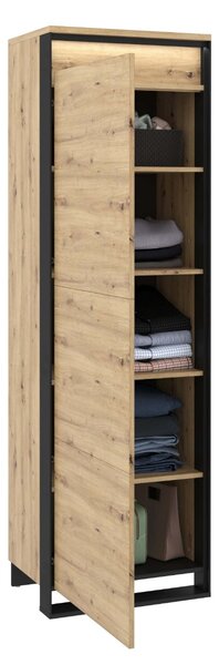 Šatníková skriňa MAXIMO s osvetlením Dub Artisan / čierna 60 cm