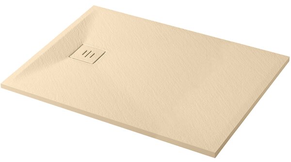 CERANO - Sprchová vanička obdĺžniková Pablo - SMC/minerálny kompozit - štruktúrovaná ivory - 90x70x3 cm