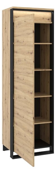 Šatníková skriňa MAXIMO s osvetlením Dub Artisan / čierna 60 cm