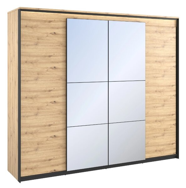 Šatníková skriňa s osvetlením MAXIMO Dub Artisan / čierna 250 cm
