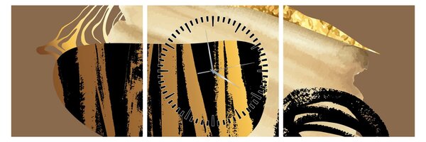 Obraz - Abstrakcia golden brown N⁰2 (s hodinami) (90x30 cm)