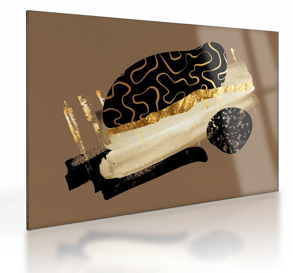 Sklenený obraz - Abstrakcia golden brown N⁰3 (70x50 cm)