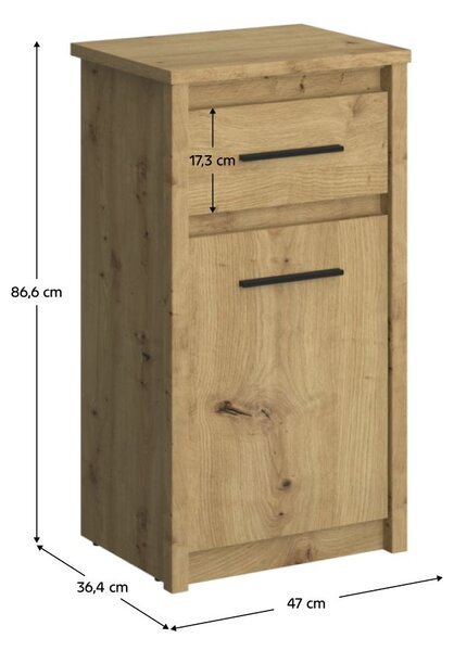 NovýNábytok.sk Komoda IRON (dub artisan). Vlastná spoľahlivá doprava až k Vám domov. 1091495