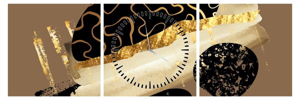 Obraz - Abstrakcia golden brown N⁰3 (s hodinami) (90x30 cm)