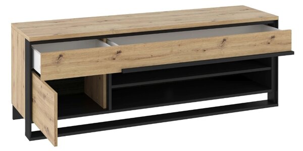TV STOLÍK MAXIMO DUB ARTISAN / ČIERNY 155 cm