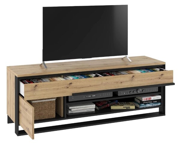 TV STOLÍK MAXIMO DUB ARTISAN / ČIERNY 155 cm