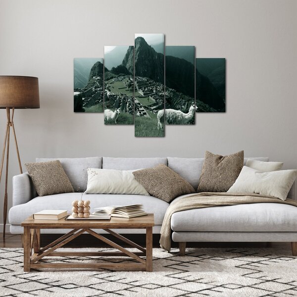 Obraz - Lamy na Machu Picchu v Peru (150x105 cm)