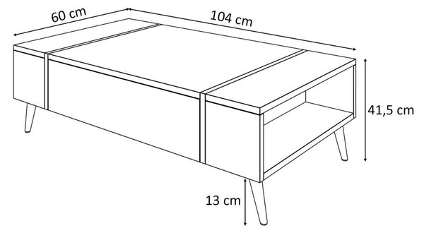 KONFERENČNÝ STOLÍK SANTINO DUB FLAGSTAFF / ČIERNY + NOŽIČKY