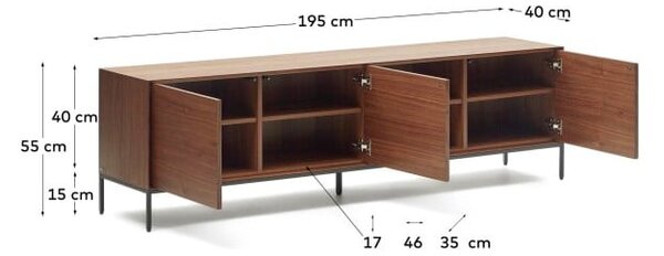TV stolík v dekore orecha v prírodnej farbe 195x55 cm Vedrana – Kave Home