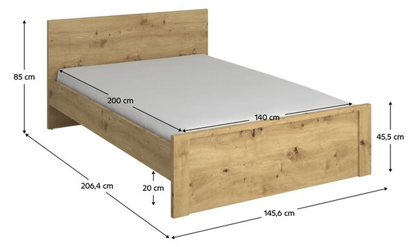 NovýNábytok.sk Manželská posteľ 140 DORIS (dub artisan). Vlastná spoľahlivá doprava až k Vám domov. 1091597