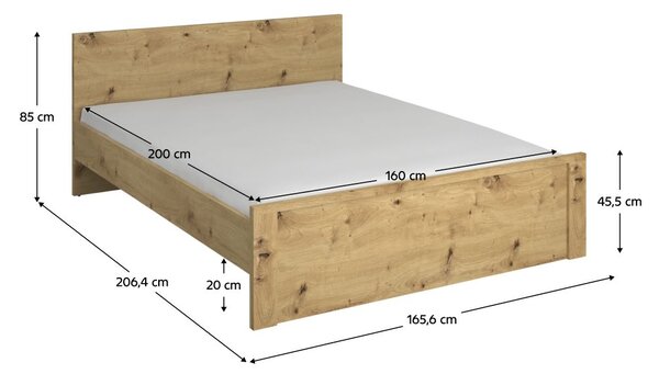 NovýNábytok.sk Manželská posteľ 160 DORIS (dub artisan). Vlastná spoľahlivá doprava až k Vám domov. 1091599