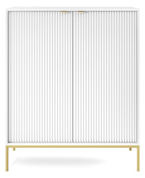 KOMODA VYSOKÁ VIGGO BIELA + ZLATÝ PODSTAVEC 104 cm
