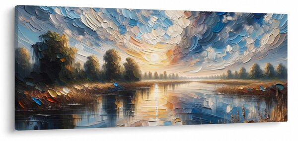 Obraz - Maľba slnka nad vodou (120x50 cm)