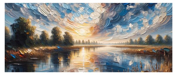 Obraz - Maľba slnka nad vodou (120x50 cm)