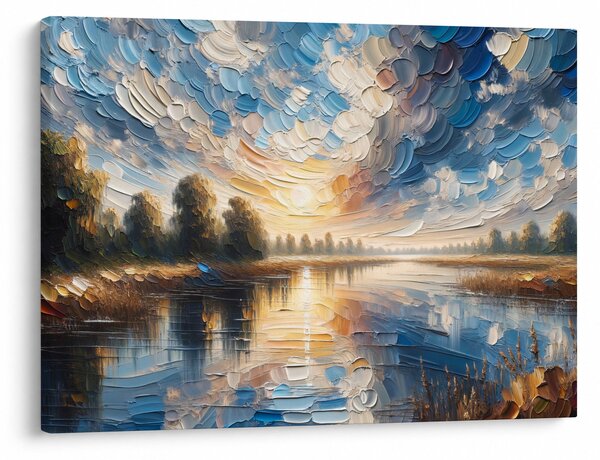 Obraz - Maľba slnka nad vodou (70x50 cm)