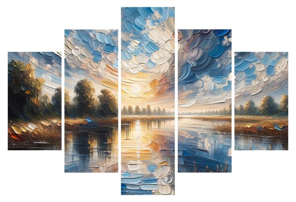 Obraz - Maľba slnka nad vodou (150x105 cm)