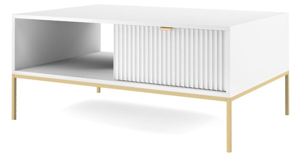 KONFERENČNÝ STOLÍK VIGGO BIELY + ZLATÝ PODSTAVEC 104 cm