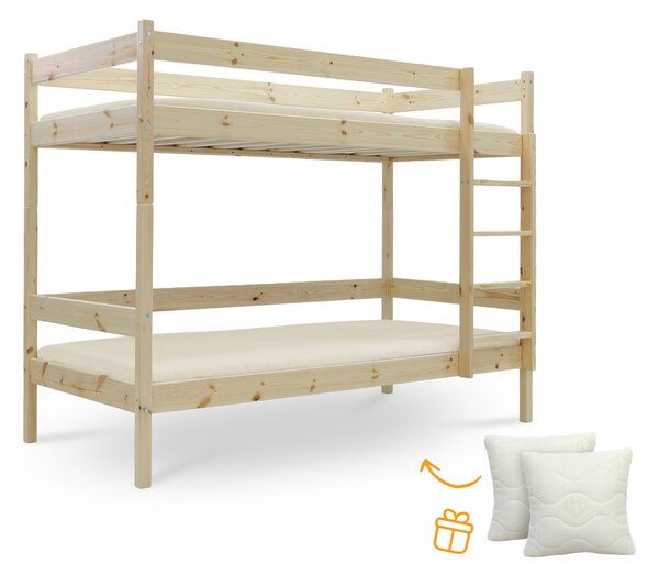 Wilsondo Poschodová posteľ s roštom Paulína 90x200 - prírodný povrch