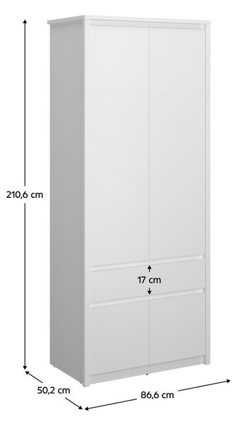 NovýNábytok.sk Šatníková skriňa ERODON (biela). Vlastná spoľahlivá doprava až k Vám domov. 1091655