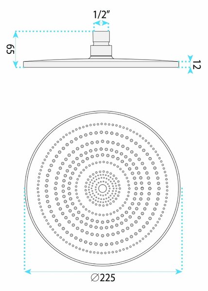 Kruhová hlavová sprcha REA JS-021BRG 22,5 cm, kartáčovaná meď