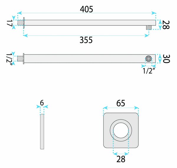 Sprchové rameno 40 cm REA JS-9022 čierne