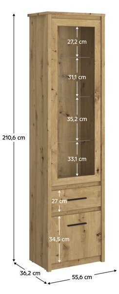 NovýNábytok.sk Vitrína IRON (dub artisan). Vlastná spoľahlivá doprava až k Vám domov. 1091716