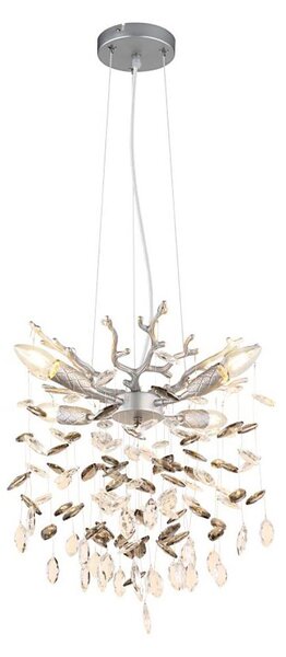 Globo 64138HS - Závesný luster QUEENA na lankách 4xE14/40W/230V strieborný
