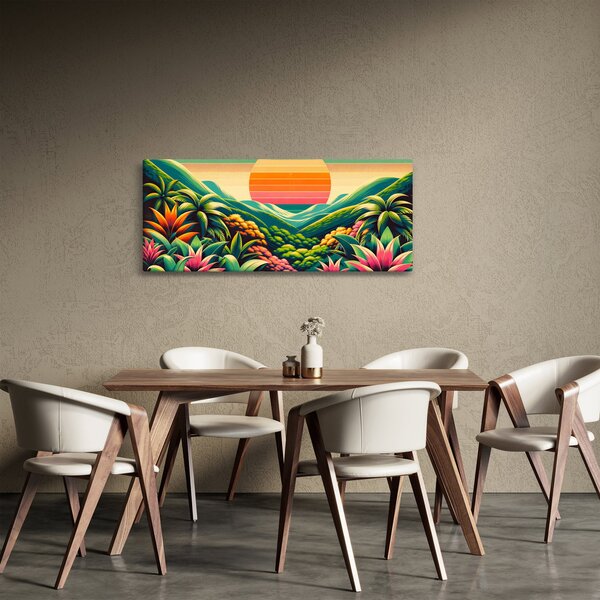 Obraz - Pestrofarebný západ slnka (120x50 cm)