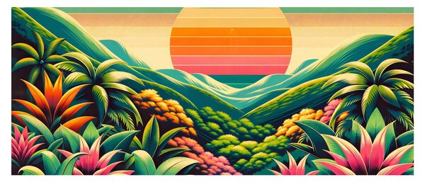 Obraz - Pestrofarebný západ slnka (120x50 cm)