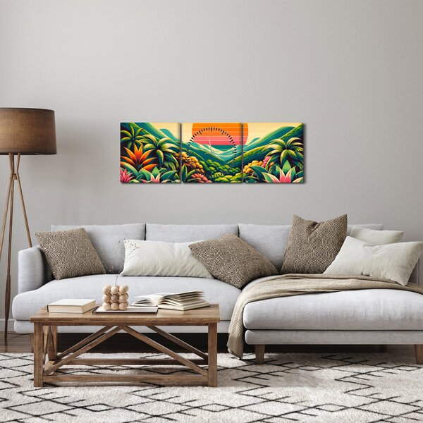 Obraz - Pestrofarebný západ slnka (s hodinami) (90x30 cm)