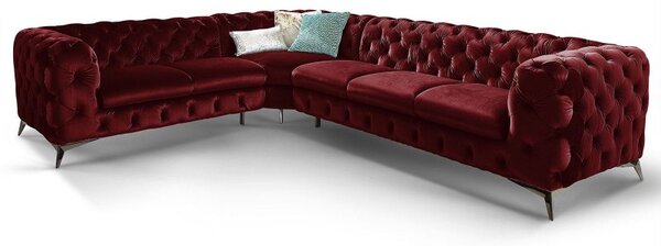 ROHOVÁ SEDAČKA CHESTERFIELD LARISSA PRAVÁ - ĽAVÁ GLOSS VELVET 1206 ZAMATOVÁ LÁTKA 323 X 264 cm